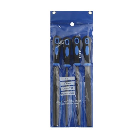 A set of tundra files, steel U10, notch No. 2, plastic handles, 200 mm, 4 pcs.-3