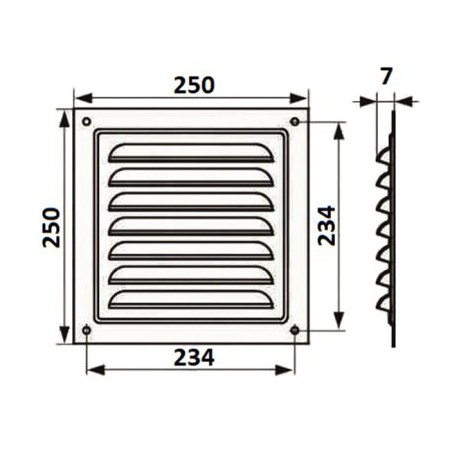 Ventilation grate Zein Lux RM2525CR, 250 x 250 mm, with a grid, metal, silver-6