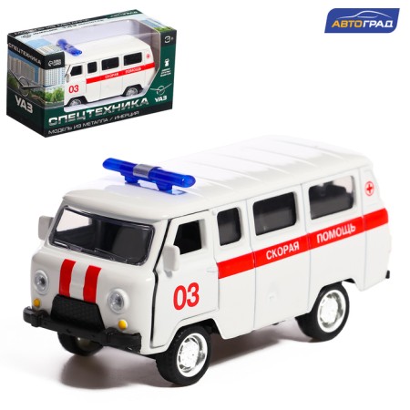 Metal machine "UAZ-3962. Ambulance ", inertia, 1:43