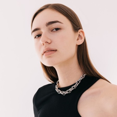 The necklace "chain" standard, silver color, 45 cm-3