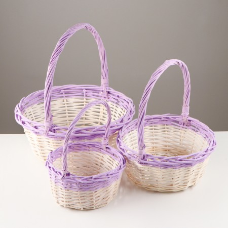 A set of baskets, 3 pcs, 36 × 14 × 39 cm, 32 × 12 × 34 cm, 27 × 11 × 29 cm, willow