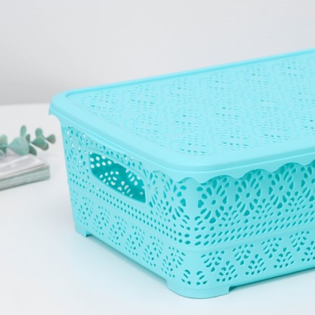 Storage container with a lid "openwork", plastic, 35 × 27 × 12 cm, color mix-7