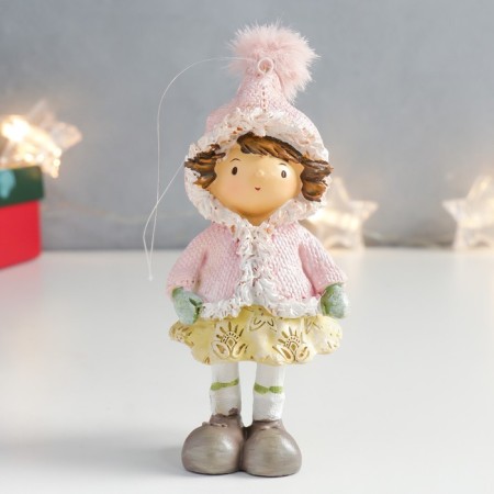 Souvenir Polystone Suspension "Girl in a pink jacket with a hood" 6x5x13 cm