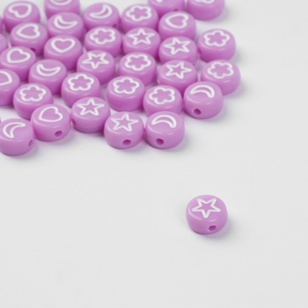 Acrylic bead "drawings" mix, 7 × 4 mm, set 10 g, lilac color-1