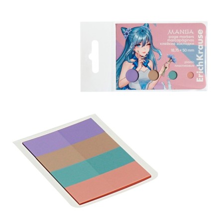 Bookmarks with adhesive edge layers. 18.75x50 mm, Erichkrause "Manga", 100 sheets, 4 colors-2