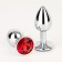 Anal traffic jam-hoods, silver, red crystal, d = 28 mm