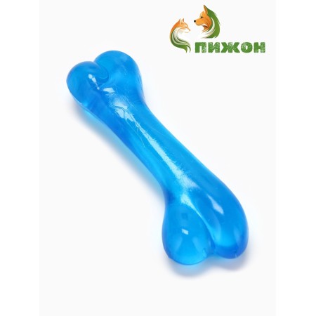 Chewing toy "Classic bone", transparent, PVC, 12.3 cm, blue