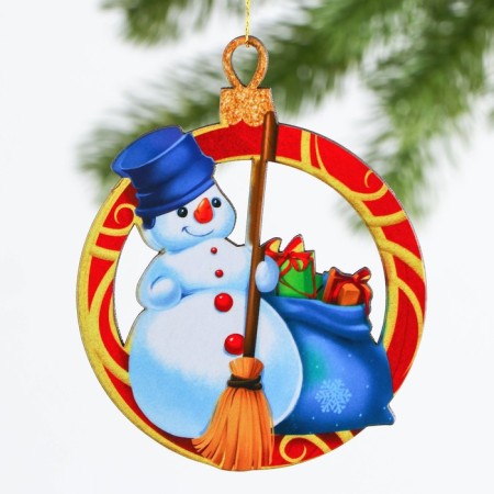 Wooden suspension on the Snowman Snowman 7.6 x 9.5 cm.-1