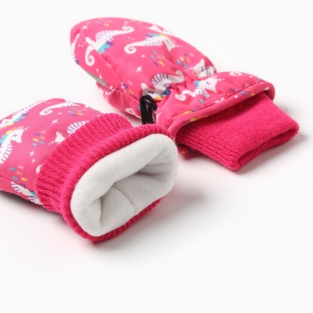 Winter children's mittens minku, raspberry color, 15cm-4
