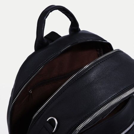 Women's backpack made of artificial leather with lightning, 4 pockets, bag, black color-4