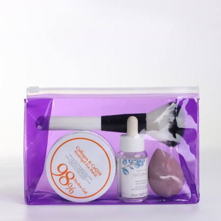 Cosmetic bag with a zip-skin clock, purple color-1
