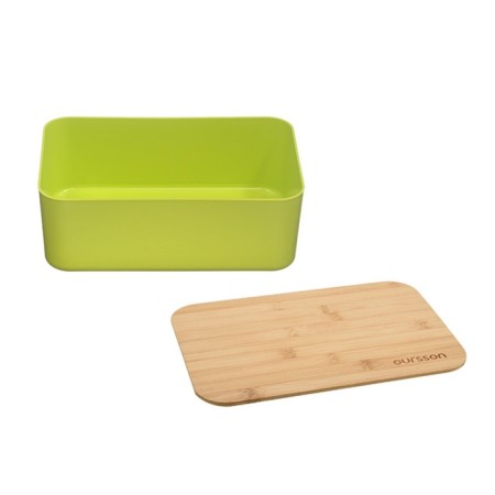 Khlebnitsa Oursson, 29.6 × 19.6 × 11 cm, with a cutting board, green-5