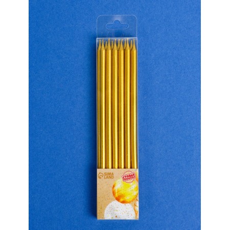 Candles for the cake "Royce", 12 pcs, gold metallic-4