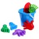 Set for playing in sand No. 20: Big bucket, scoop, rake, 4 molds