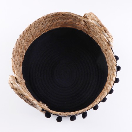 Storage basket "Colombia", with handles, 28 x 28 x 17 cm, natural, black-4
