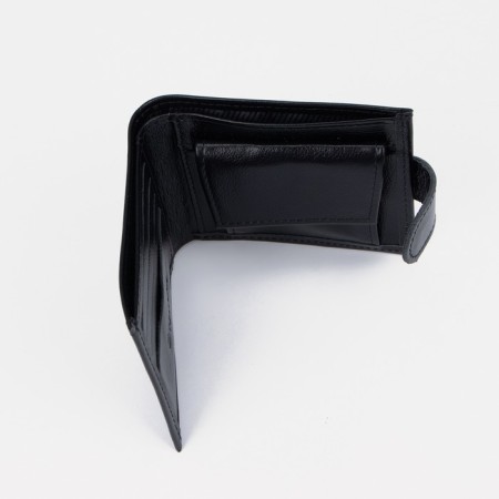 Male purse on the Textura button, for bills, for cards, for coins, black color-4