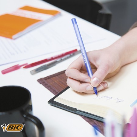A set of ballpoint pens 4 pieces of BIC "Round stic Classic", 1.0 mm node, average letter, blue ink-8