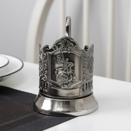 The cup holder "George the Victorious", D = 61 mm, nickel, with blackening