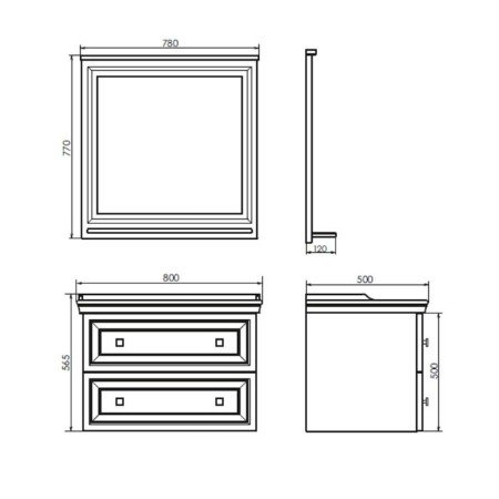 Comforty Ferrara 80 mirror, white gloss, 78x77 cm-1
