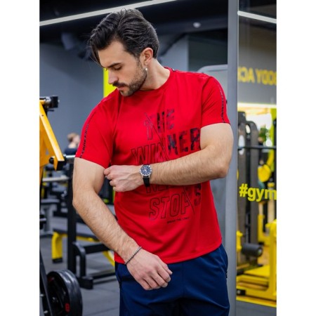 Sports T -shirt male ise, size 48, red color-1