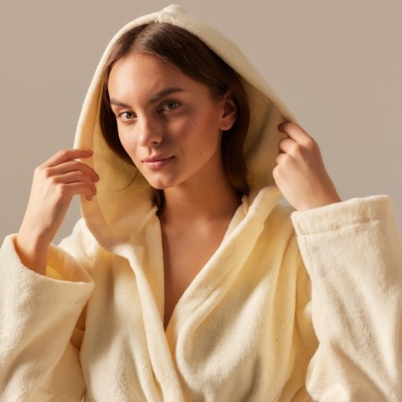 Terry robe with a hood Women's SL Home: Basic "Ivory", Rr. L, 100% HL, 420 g/m2-2