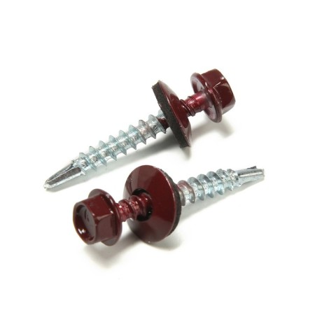 Roofing screws 4.8x35 mm, RAL3005 BORNT color, 250 pcs.