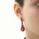 Set 2 objects: earrings, necklace "Phoenix" drop in rhinestones, red color in silver, 35 cm