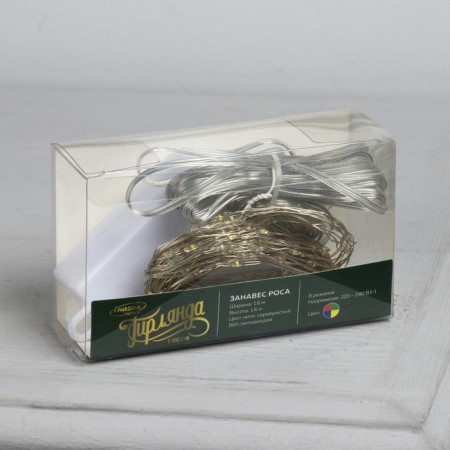 Garland "Curtain" 1.6 × 1.6 m dew, IP20, silver thread, 160 LED, glow of multi, 8 modes, 220 V-3