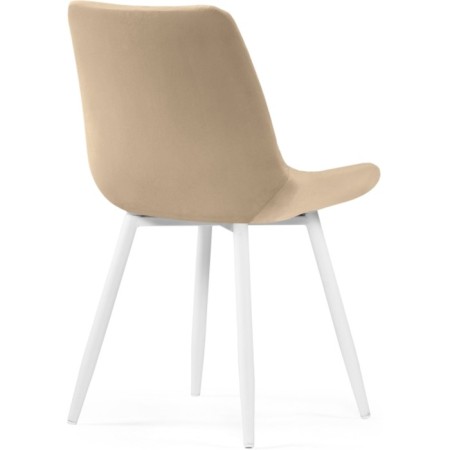Stool on a metal frame Baoine used metal/velor, white/beige 50x55x83 cm-3