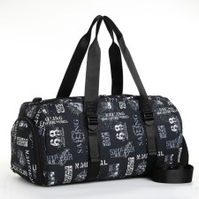 Sports bag with a zipper, shoe department, 2 outer pockets, long belt, black color
