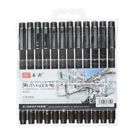 Set of markers-liners, 12 pieces, 0.05-3.00 mm, black-5