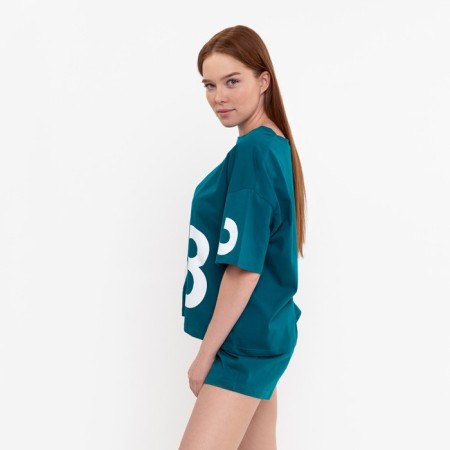 Female set (T -shirt, shorts), Malachite color, size 46-4