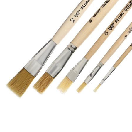 Set of brushes bristles 5 pieces, calligrata (flat No.: 2, 6, 10, 16, 24), wooden handle-2