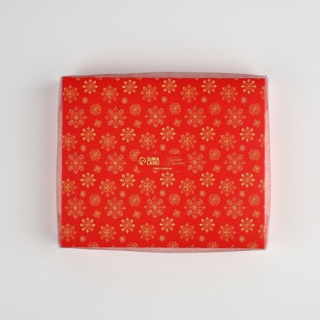 Box for 4 sweets and chocolate with cells "Snowflakes" 18.8 x 15.7 x 3 cm, New Year-2