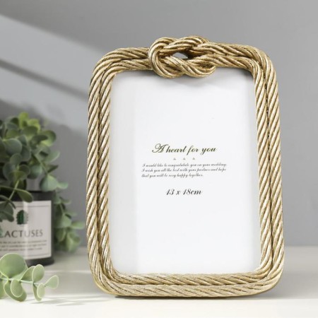 Photo frame Polystone 13x18 cm "Rope with a knot" gold 20.5x15 cm