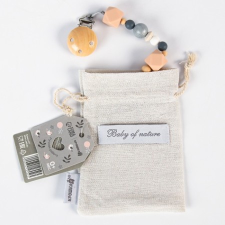 Holder for the nipples - dummies "Baby of Nature", silicone, beige/gray color-5