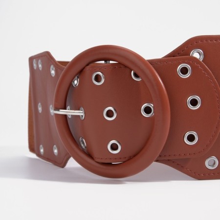 Women's belt, width 10 cm, metal buckle, grirts, redhead-4