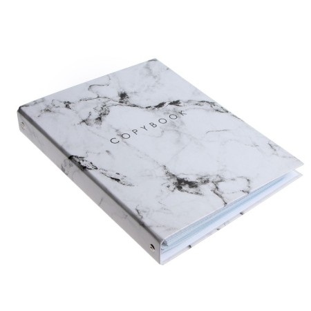 A notebook on the rings of A5 80 sheets in the Calligrata cage "Marble White", cover 7BC, without cutting down under the rings, offset unit-3