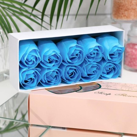 Soap roses, blue, set of 10 pcs.-1