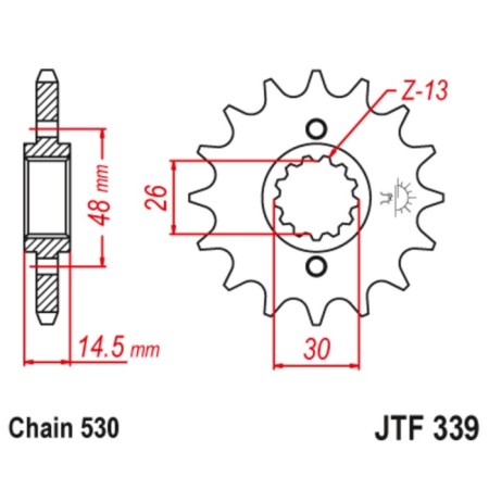 Leading star JTF339-15, F339-15, JT SPROCKETS, circuit 530, 15 teeth