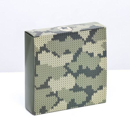 Box for 9 sweets with a shell, "camouflage" 13.8 x 13.8 x 3.8-1