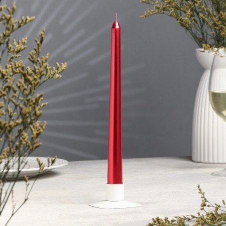 Antique candle, 2.3x 25 cm, varnished, red metallic