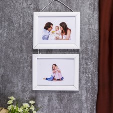 Photo frame in 2 photos 15x20 cm suspended 727 white (plastic screen)