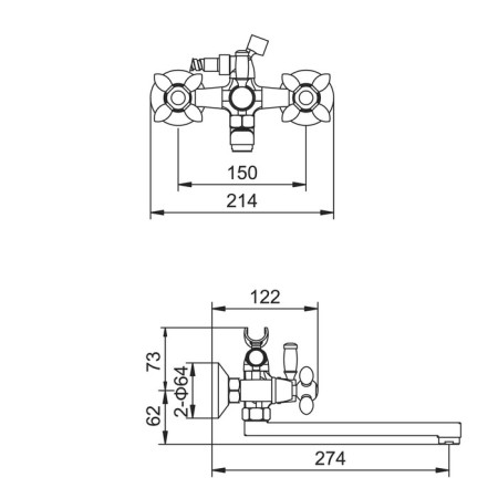 Accoona A6482G bath mixer, double -leaf, white/chrome-6