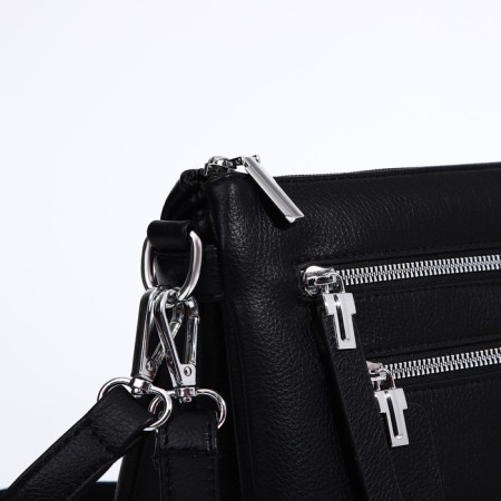Bag Cross-Bodi with a zipper, 3 outer pockets, black color-4