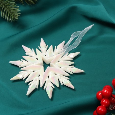 Christmas tree decoration "relief snowflake" 11x11 cm, white overflow-1