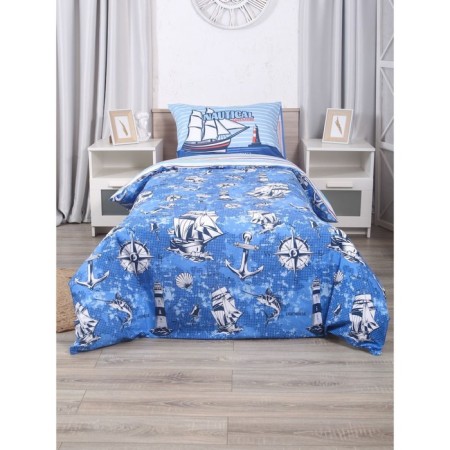 Bed linen 1.5 joint venture sailing ship, size 150x215 cm, 145x210 cm, 50x70 cm-1
