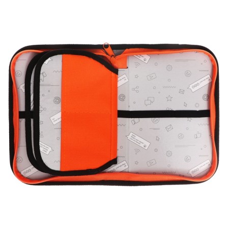 Penal 3 sections, tab inside, 140 x 210 x 40 mm, fabric, calligrata top block "geese"-6