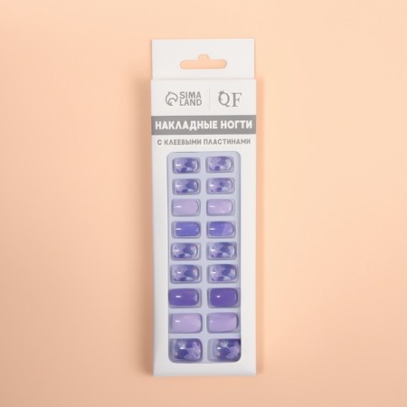 Lilac overhead nails, 24 pcs, with adhesive plates, soft square shape, lilac-4