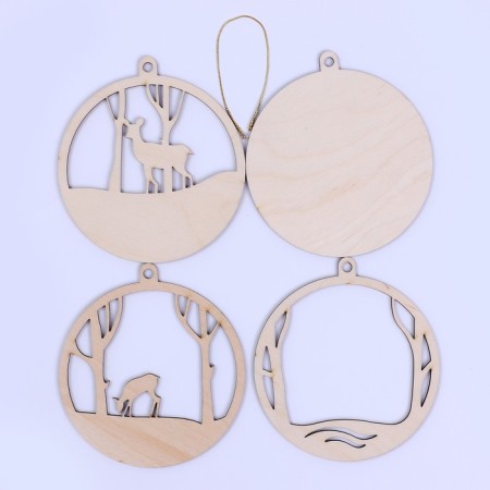 New Year's blanks for creativity. Wooden suspension "New Year! Deer in the forest "-2